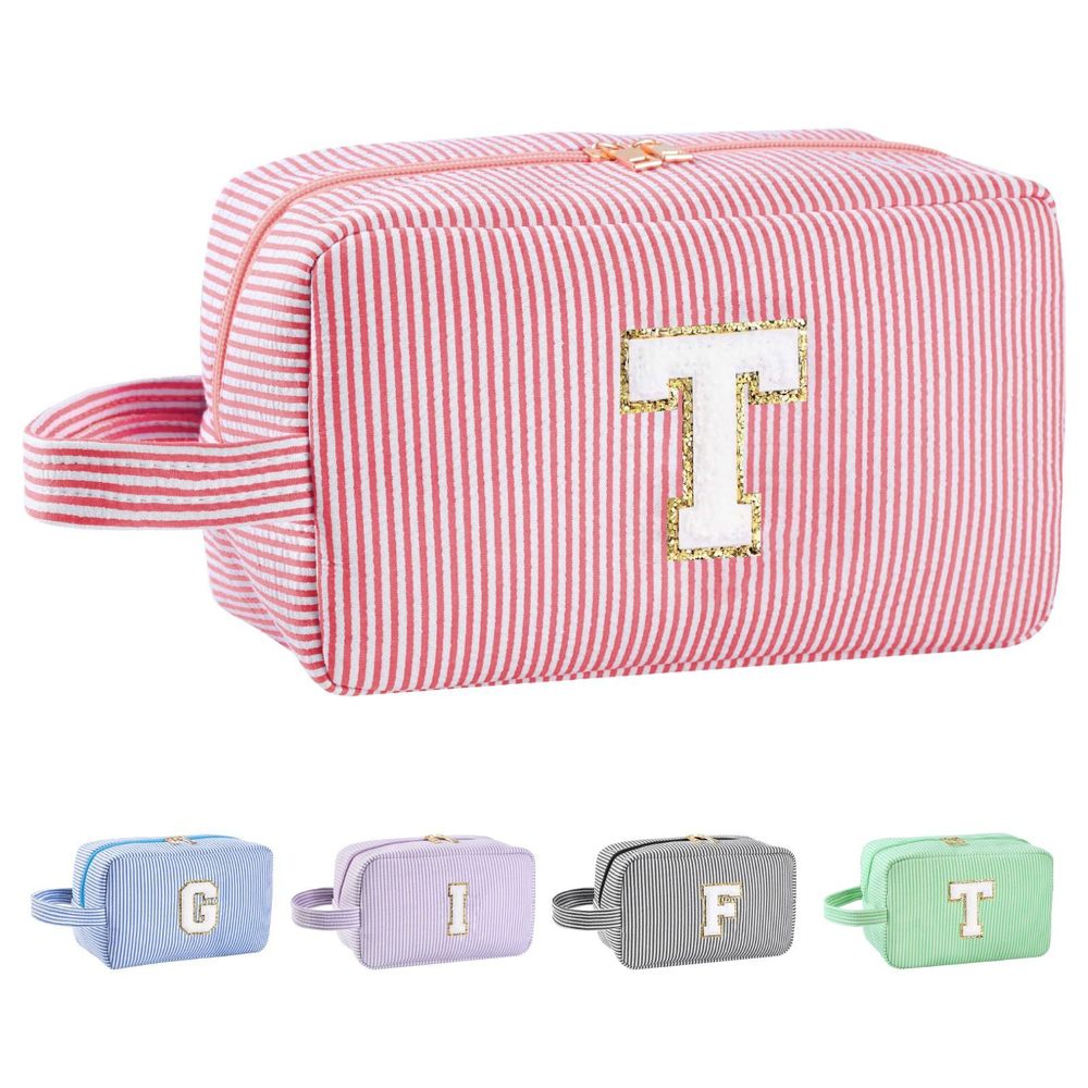 Personalized Initial Makeup Bag A-z, Travel Toiletry Bag Preppy Make Up Bags💖